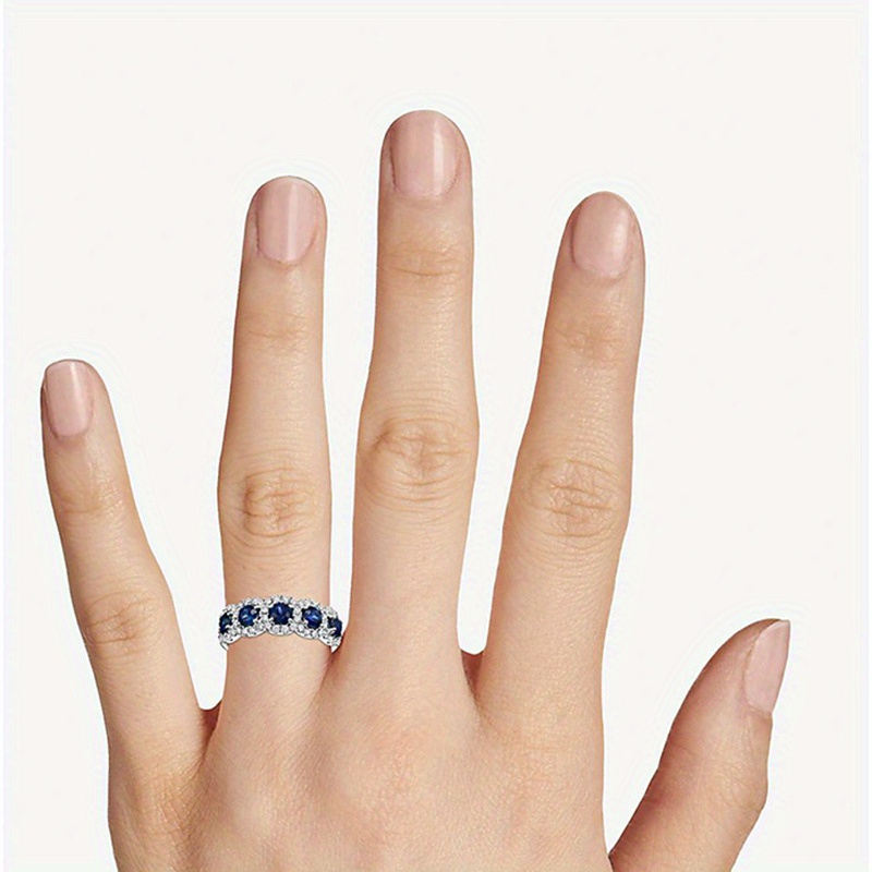Copper Promise Ring with Synthetic Sapphire and CZ Size 6-11